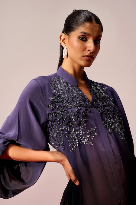 Sakshi Khetterpal Ombre Hand Embroidered Shirt & Pant Set 