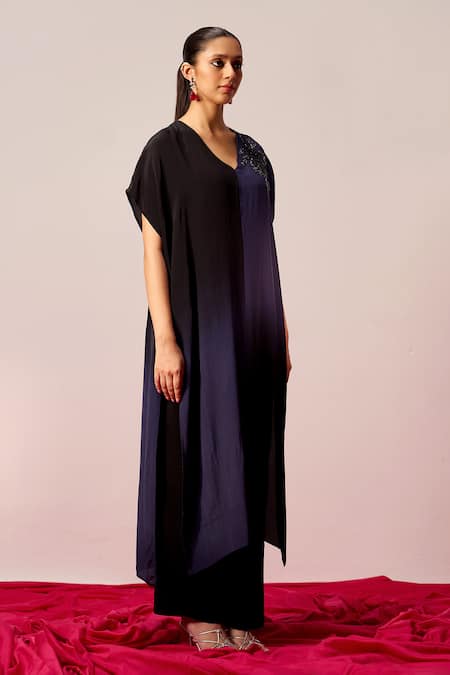 Sakshi Khetterpal Ombre Hand Embroidered Kaftan Shirt & Pant Set 