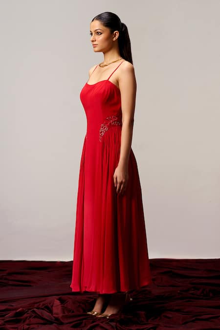 Sakshi Khetterpal Spaghetti Strap Pleated Maxi Dress 