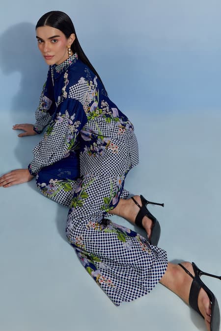 Buy Pozruh By Aiman Blue Linen, Organza Embroidery Collared, Bali Breeze Printed Shirt And Pant Set Online at Aza Fashions Buy_Pozruh By Aiman_Blue Linen, Organza Embroidery Collared, Bali Breeze Printed Shirt And Pant Set _Online_at_Aza_Fashions