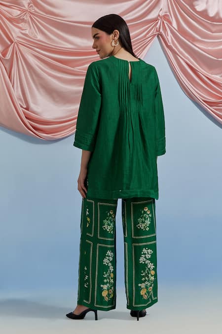 Pozruh By Aiman Bouquet Embroidered Top & Pant Set 