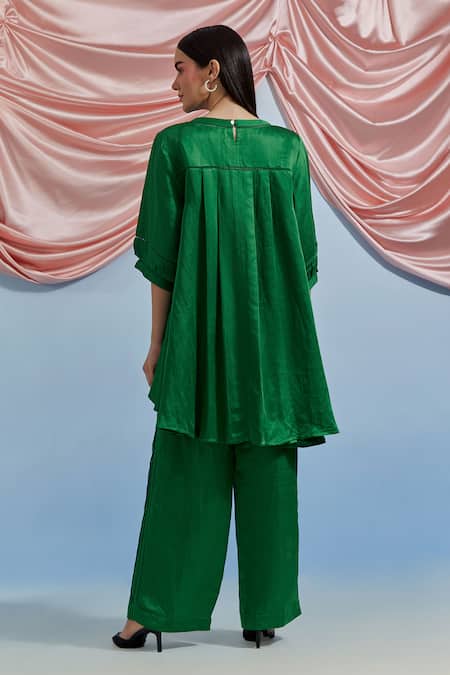 Pozruh By Aiman Swayer Embroidered Top & Trouser Set 