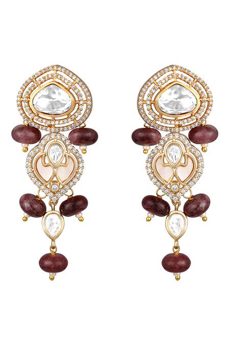 Shop Hrisha Multi Color Stones, Pearls, Crystals Jasper Beaded Necklace And Earring Set Online at Aza Fashions Shop_Hrisha_Multi Color Stones, Pearls, Crystals Jasper Beaded Necklace And Earring Set _Online_at_Aza_Fashions