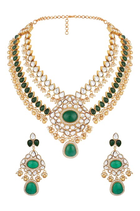 Hrisha Moissanite Kundan Polki Necklace Set 