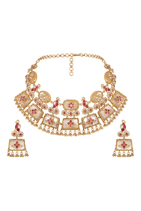 Hrisha Ruby Kundan Jewellery Set 