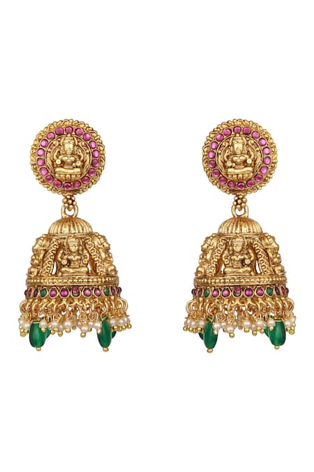 Buy_Hrisha_Multi Color Pearls, Stones Goddess Motif Necklace Set _Online_at_Aza_Fashions