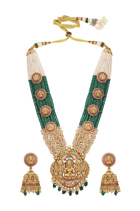 Hrisha Pearl Goddess Motif Necklace Set 