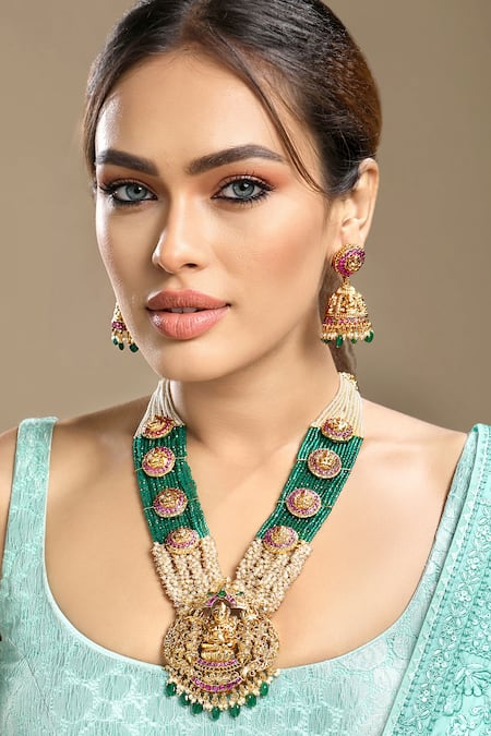 Hrisha Pearl Goddess Motif Necklace Set 