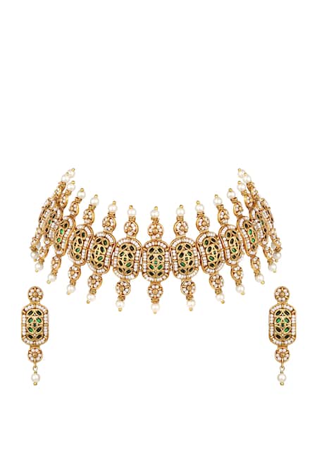 Hrisha Floral Carved Necklace Set 