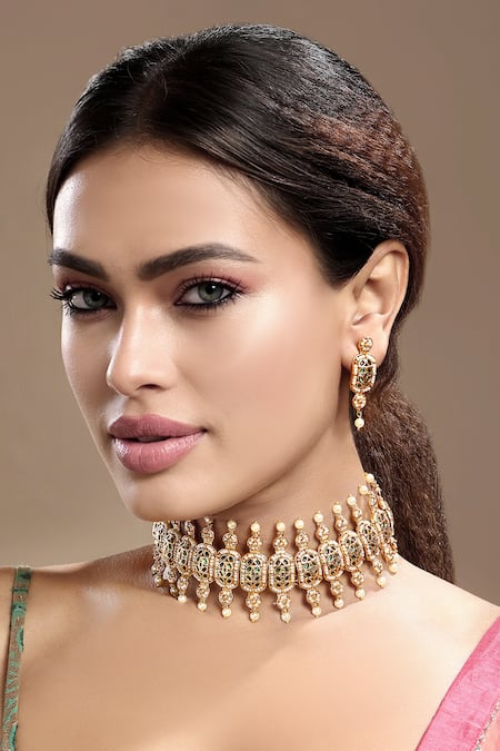 Hrisha Floral Carved Necklace Set 