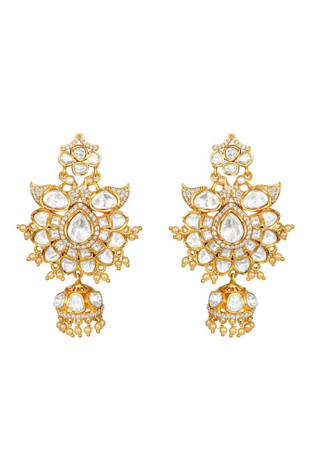 Hrisha_Gold Plated Pearls, Crystals, Stones Kundan Polki Necklace Set _Online_at_Aza_Fashions