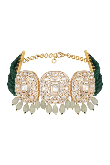 Hrisha Kundan Polki Necklace Set 