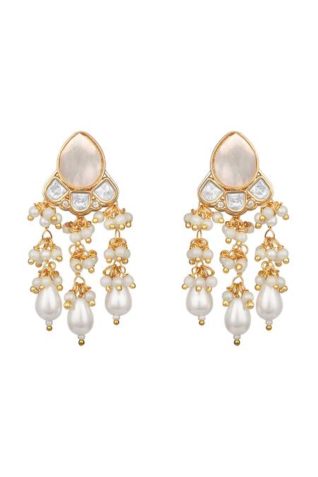 Hrisha_Gold Plated Pearls, Stones, Crystals Choker Necklace Set _Online_at_Aza_Fashions