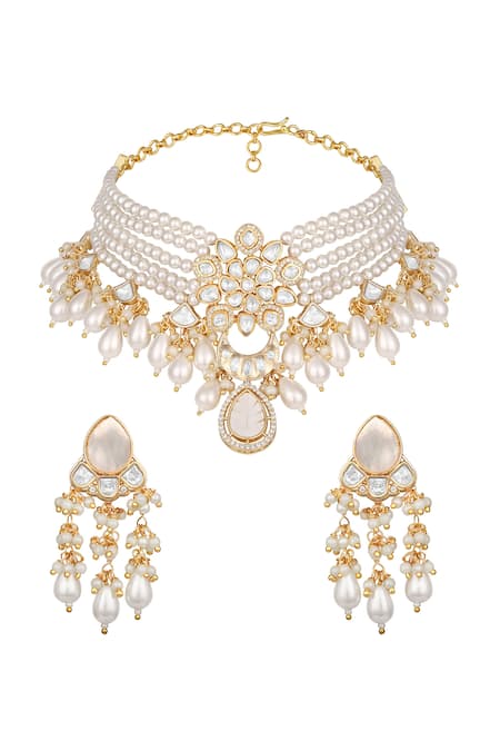 Hrisha Pearl Choker Necklace Set 