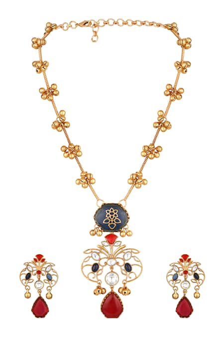 Hrisha Moissanite Kundan Polki Jewellery Set 