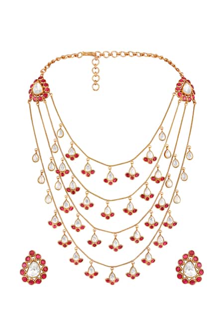 Hrisha Moissanite Kundan Polki Necklace Set 