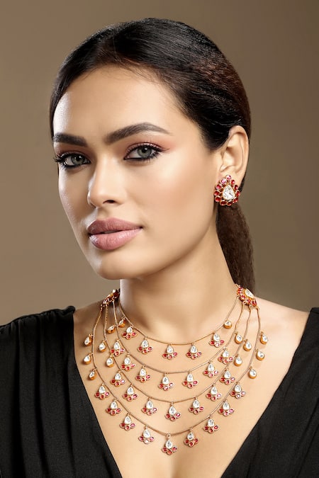 Hrisha Moissanite Kundan Polki Necklace Set 