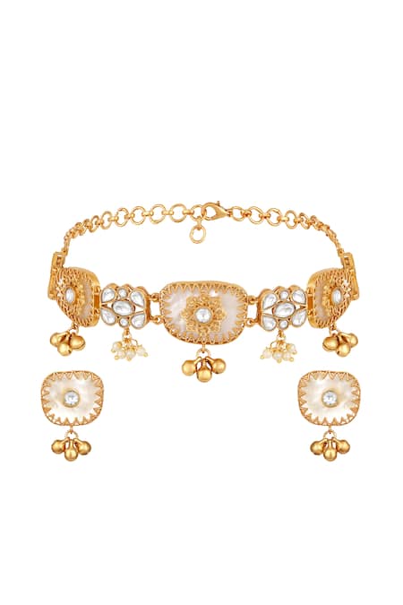 Hrisha Moissanite Polki Necklace Set 