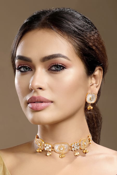 Hrisha Moissanite Polki Necklace Set 