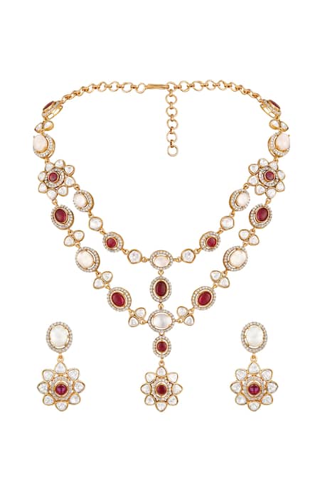 Hrisha Moissanite Kundan Necklace Set 