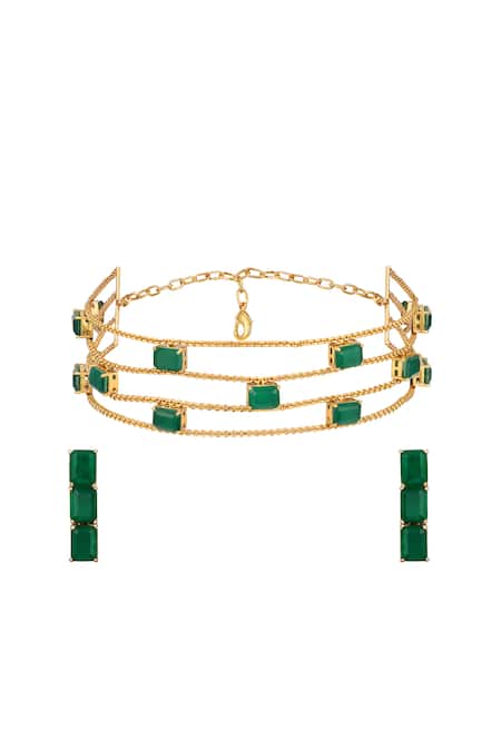 Hrisha Emerald Layered Necklace Set 