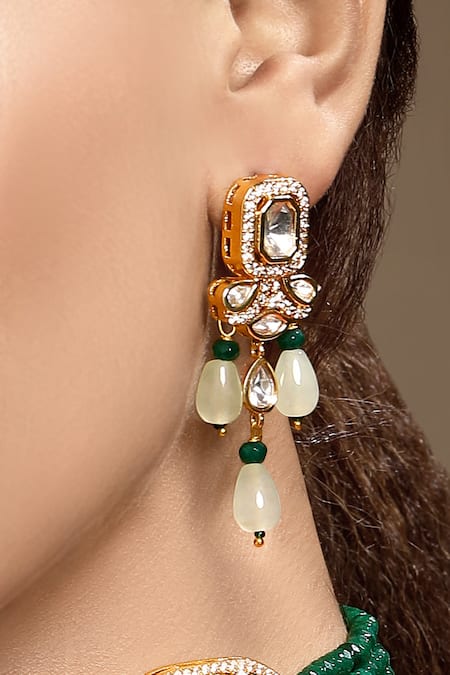 Hrisha Kundan Polki Drop Earrings 