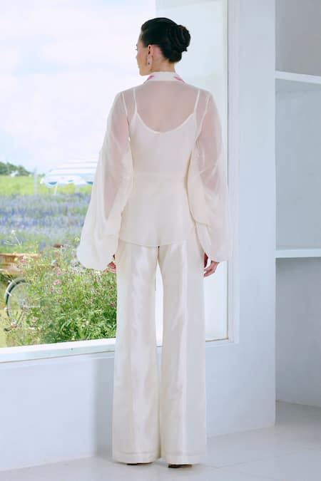 Charu And Vasundhara Floral Applique Embroidered Shirt & Pant Set 