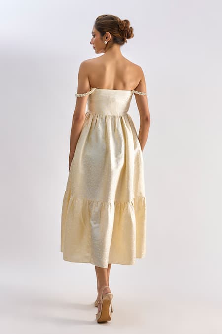 Emblaze Brocade Strapless Midi Dress  