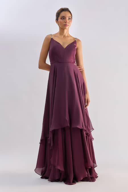 Emblaze Embellished Strap Tiered Gown 