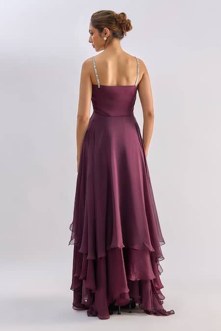 Emblaze Embellished Strap Tiered Gown 