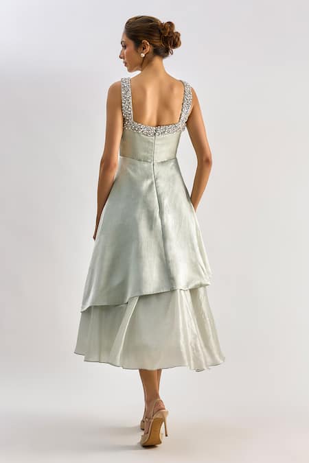 Emblaze Swarovski Embellished Tiered Midi Dress 