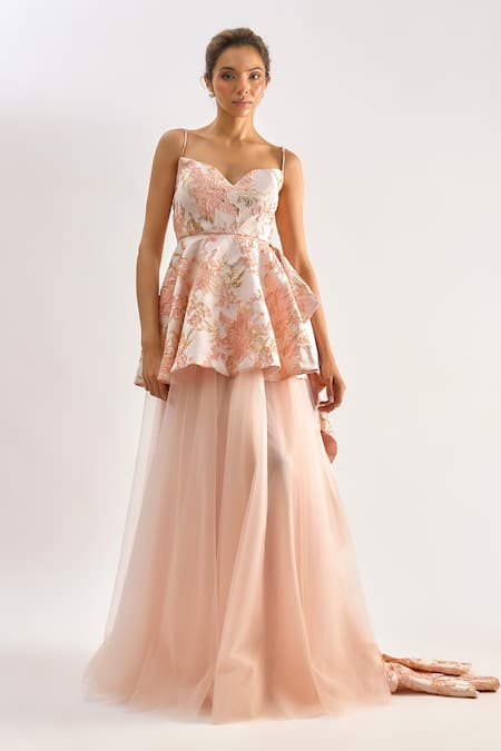 Emblaze Jacquard Peplum Gown  