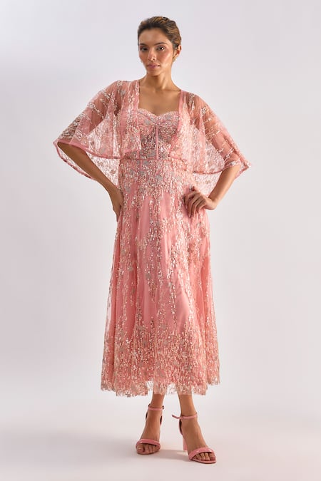 Emblaze Bead Embellished Midi Dress & Jacket Set 