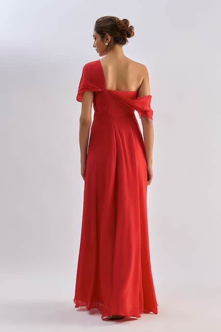 Emblaze One Shoulder Ruched Maxi Dress  