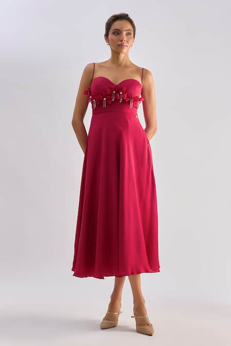 Emblaze Swarovski Embellished Floral Midi Dress 