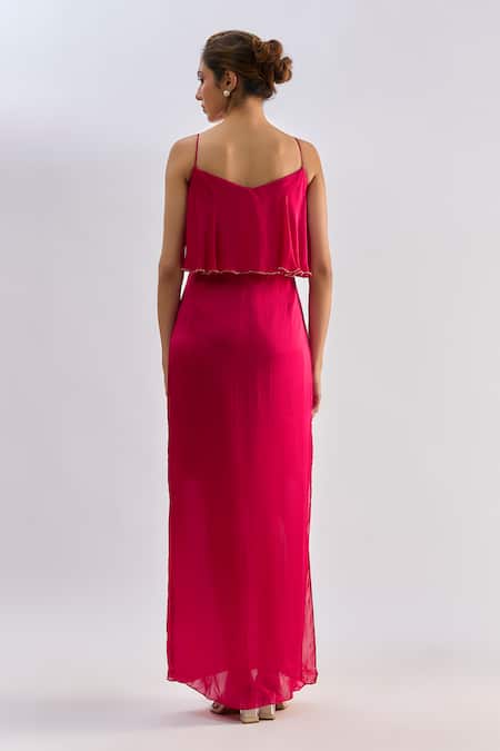 Emblaze Ruffled Overlay Maxi Dress  