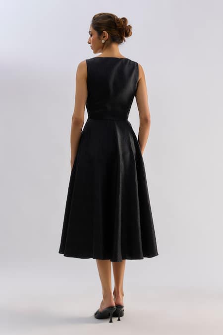 Emblaze Brocade V-Neck Midi Dress  