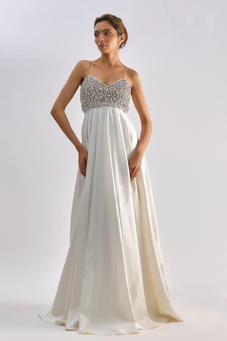 Emblaze Swarovski Embellished Brocade Tulle Gown 