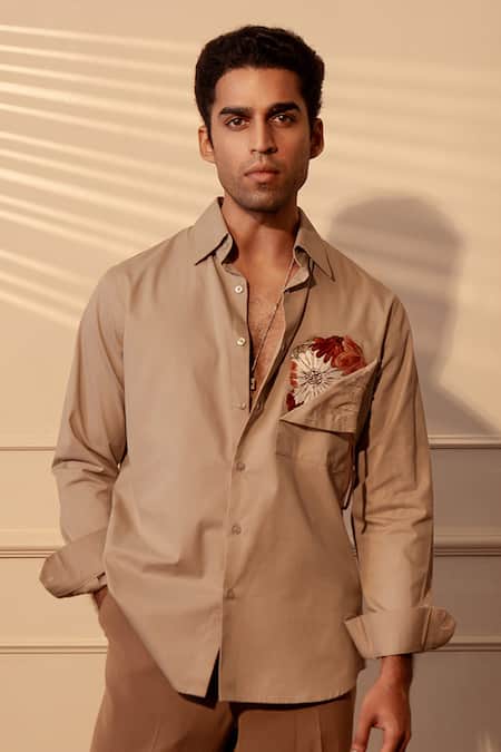 Rohit Doshi Floral Embroidered Shirt 