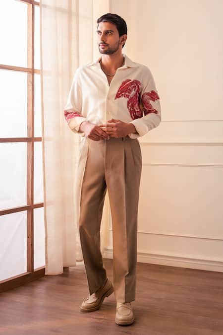 Rohit Doshi_Off White Abstract Print Shirt _Online_at_Aza_Fashions