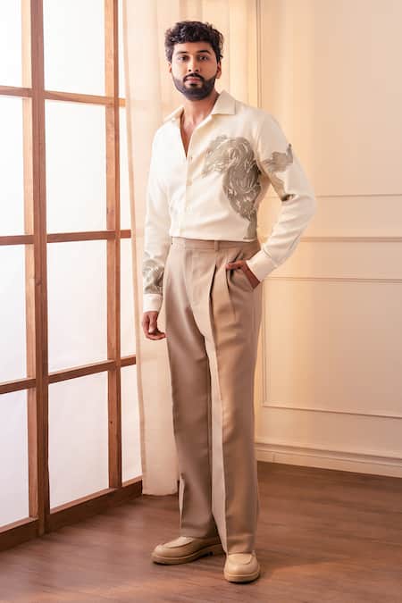 Shop Rohit Doshi White Lachka Abstract Print Shirt at Aza Fashions Shop_Rohit Doshi_White Lachka Abstract Print Shirt _at_Aza_Fashions