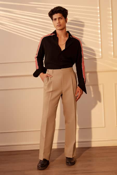 Rohit Doshi_Black Lachka Striped Pattern Shirt _Online_at_Aza_Fashions