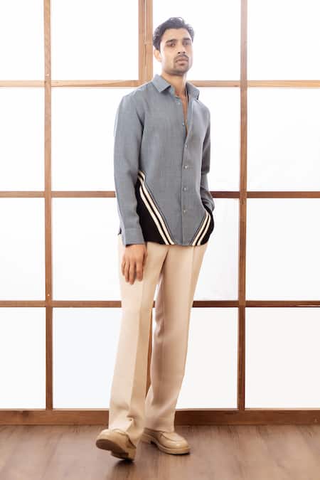 Rohit Doshi Colorblock Striped Pattern Shirt 