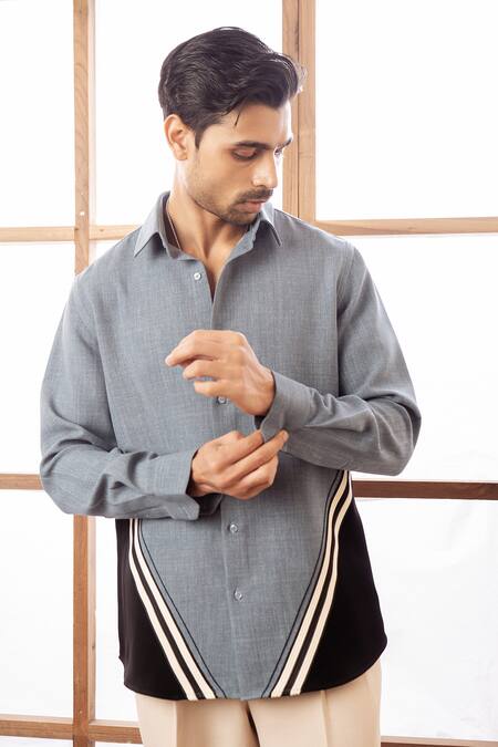 Rohit Doshi Colorblock Striped Pattern Shirt 