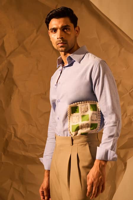 Rohit Doshi Chess Themed Crochet Patch Casual Shirt 