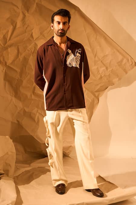 Rohit Doshi Abstract Embroidered Panelled Shirt 