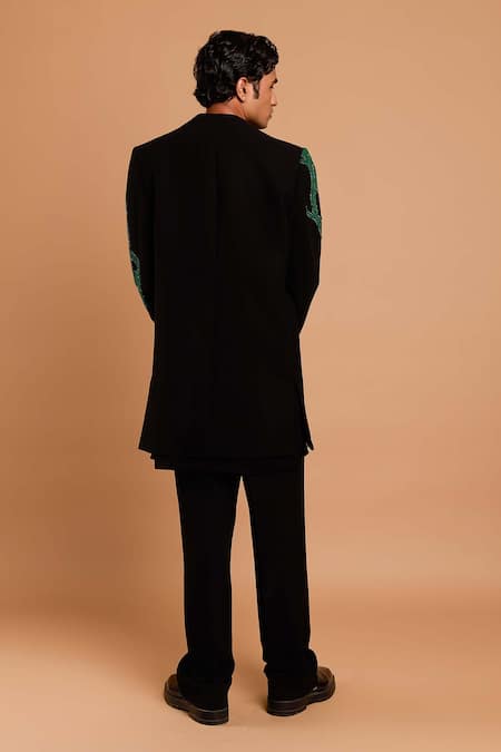 Rohit Doshi Abstract Green Embellished Bandhgala 