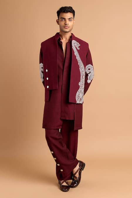 Rohit Doshi Paisley Embroidered Nehru Jacket 