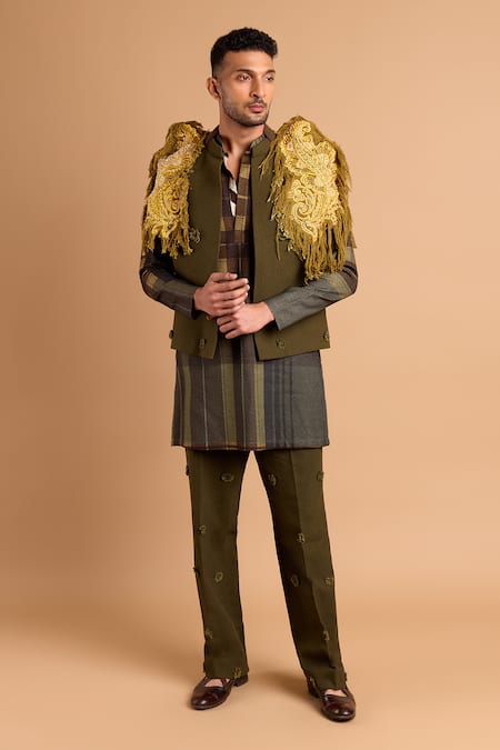 Rohit Doshi Embroidered Fringe Bandhgala 