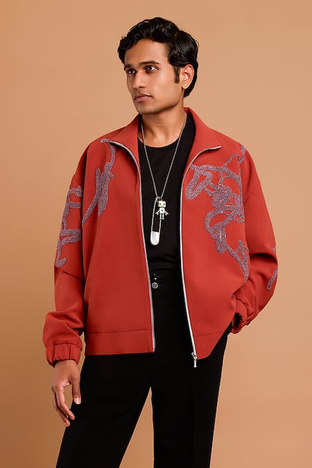 Rohit Doshi Doodle Artwork Poly Crepe Jacket 